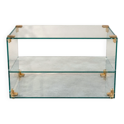 Console / étagère en verre et laiton Roche Bobois – années 1970
