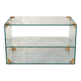 Console / glass and brass shelf Roche Bobois – 1970s