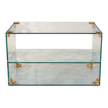 Console / étagère en verre et laiton Roche Bobois – années 1970