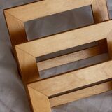 Wall-mounted magazine rack in varnished plywood, 80s/90s