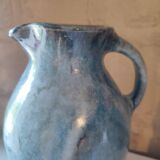 Blue crackle glaze stoneware pitcher