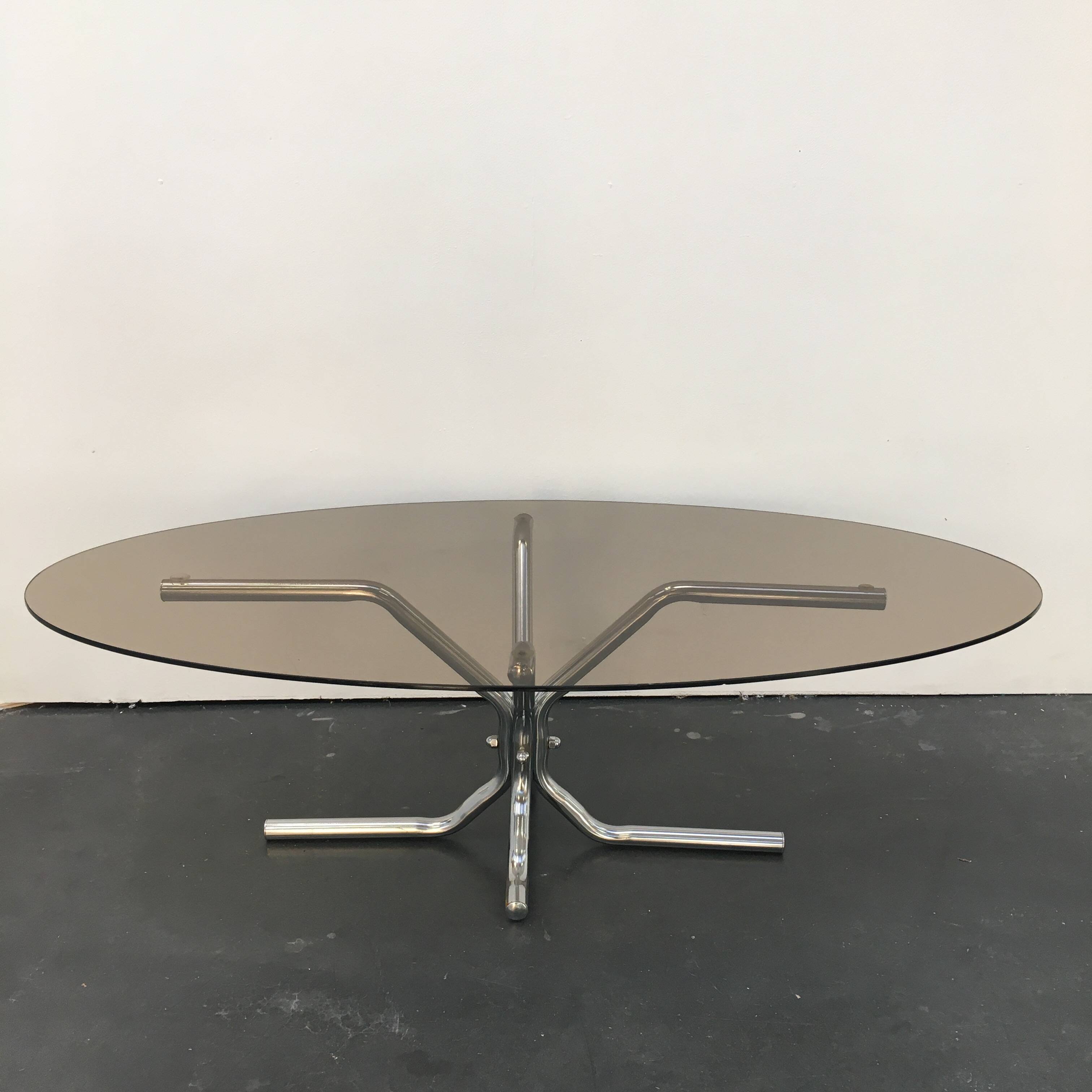 70s chrome and smoked glass coffee table
