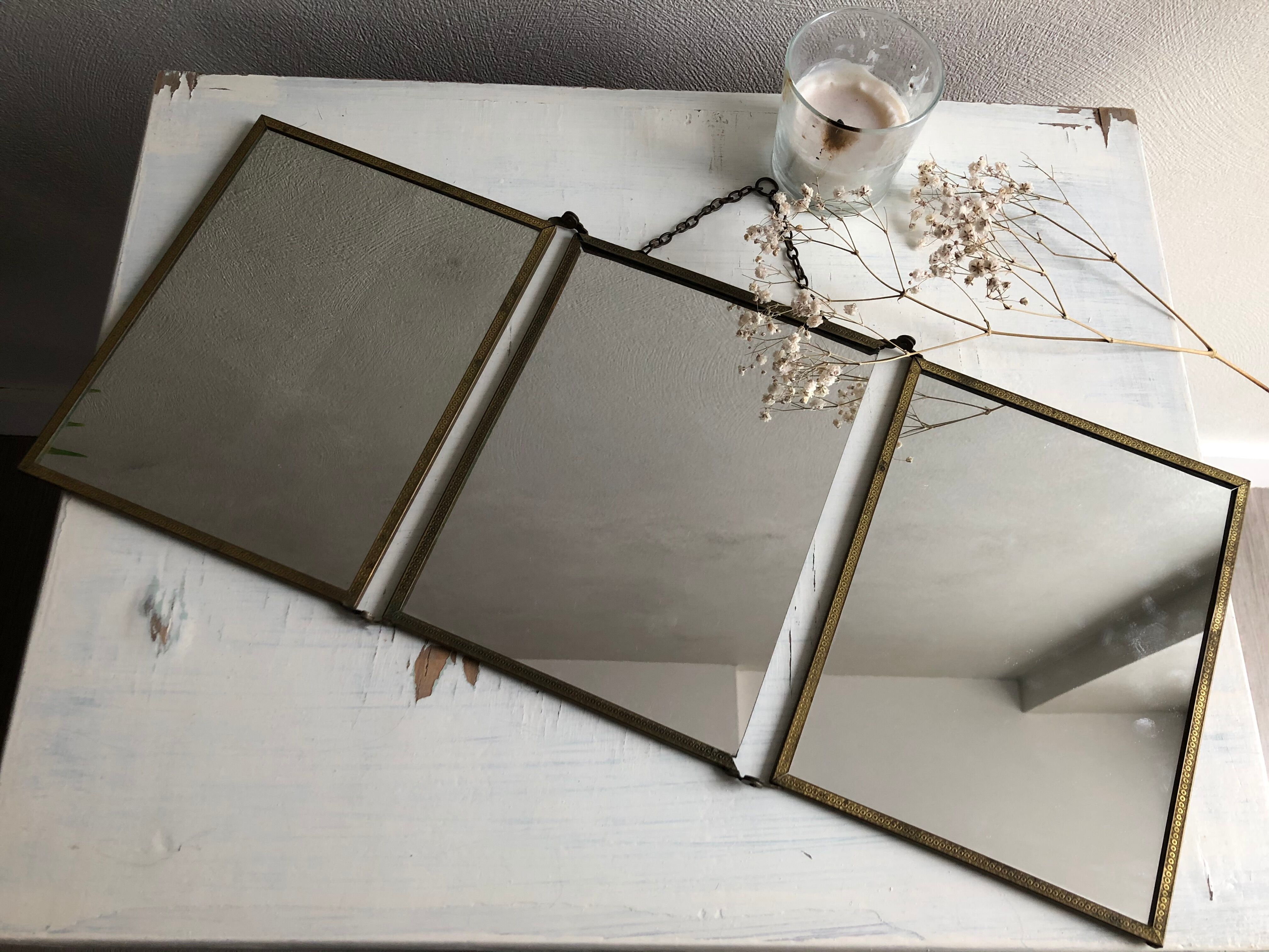 Miroir de barbier triptyque 53 x 22 cm