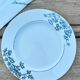 Assiette porcelaine décor fleurs bleues