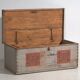 Antique grey trunk with floral details dated 1878 #26