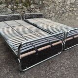 Pair of vintage chrome plexiglass beds