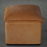 Maralunga ottoman in leather, Vico Magistretti for Cassina, Italian modern, 1973