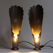 Pair of brushed steel lamps⎮60s, 70s