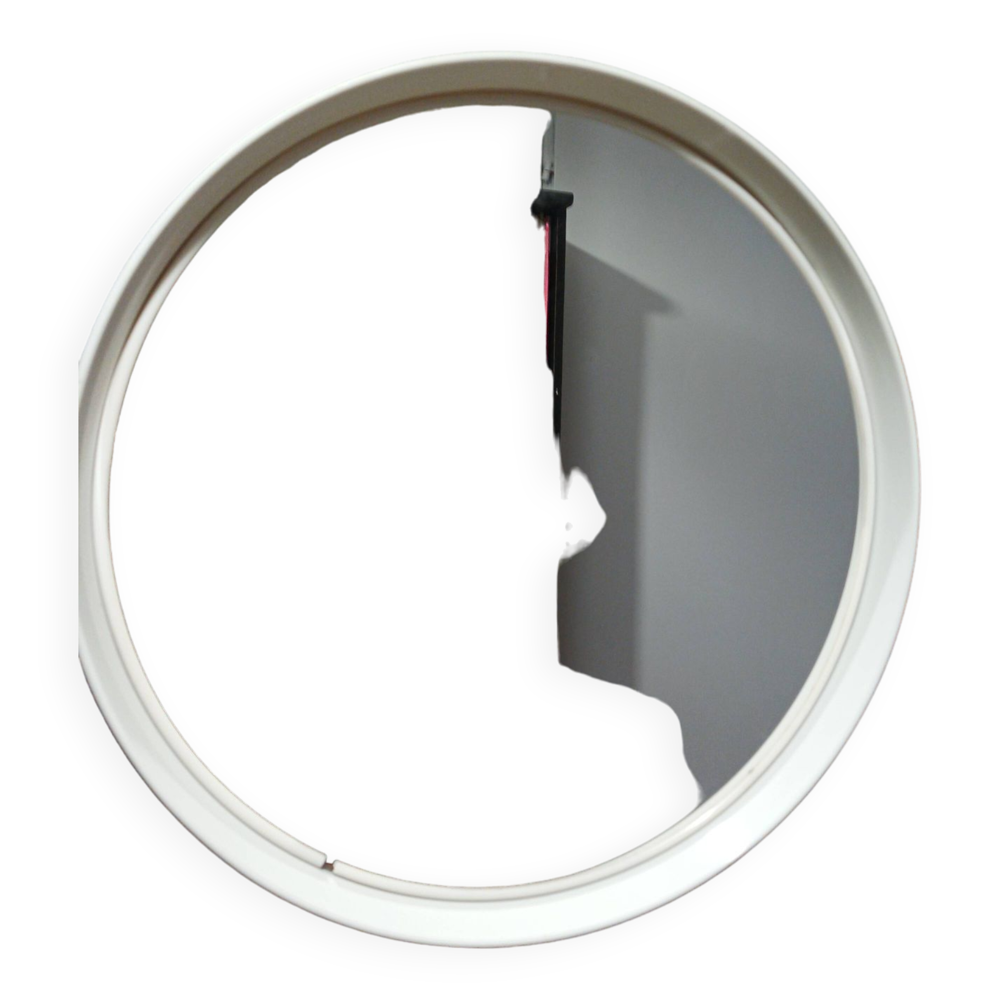 Italian white round mirror from the 70s by Collezione SALC