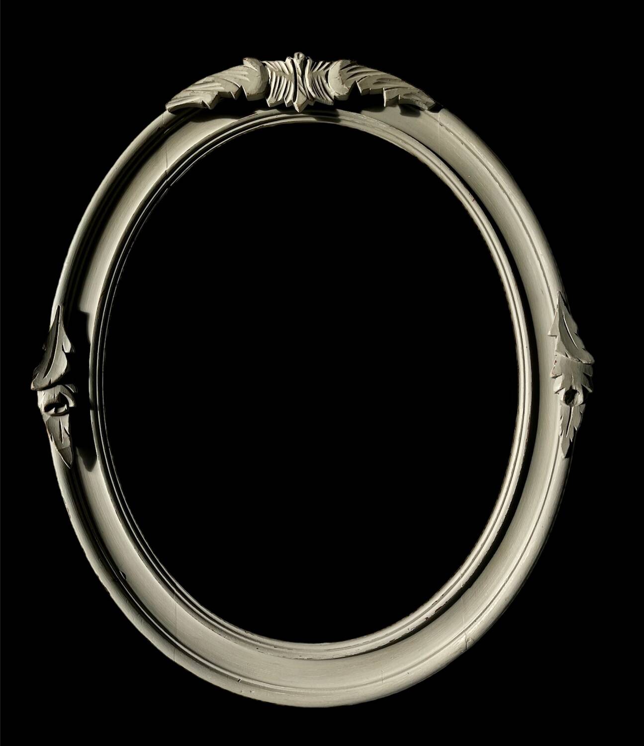 Oval frame in weathered wood