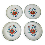 4 porcelain bowls from Paris, decorated with red and blue poppy flowers