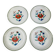 4 coupelles porcelaine de Paris décor pavot fleurs rouges et bleues