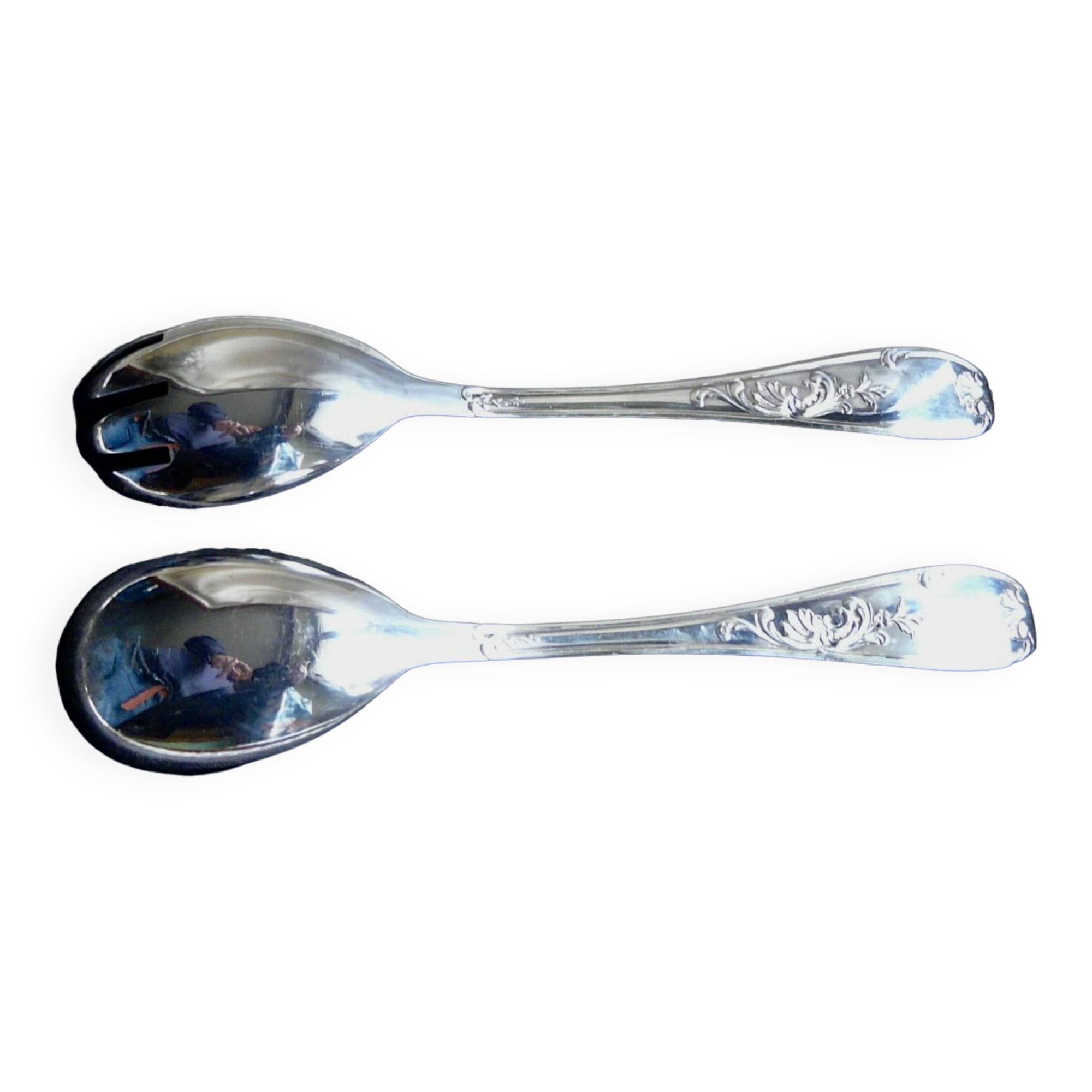 Silver metal salad cutlery set