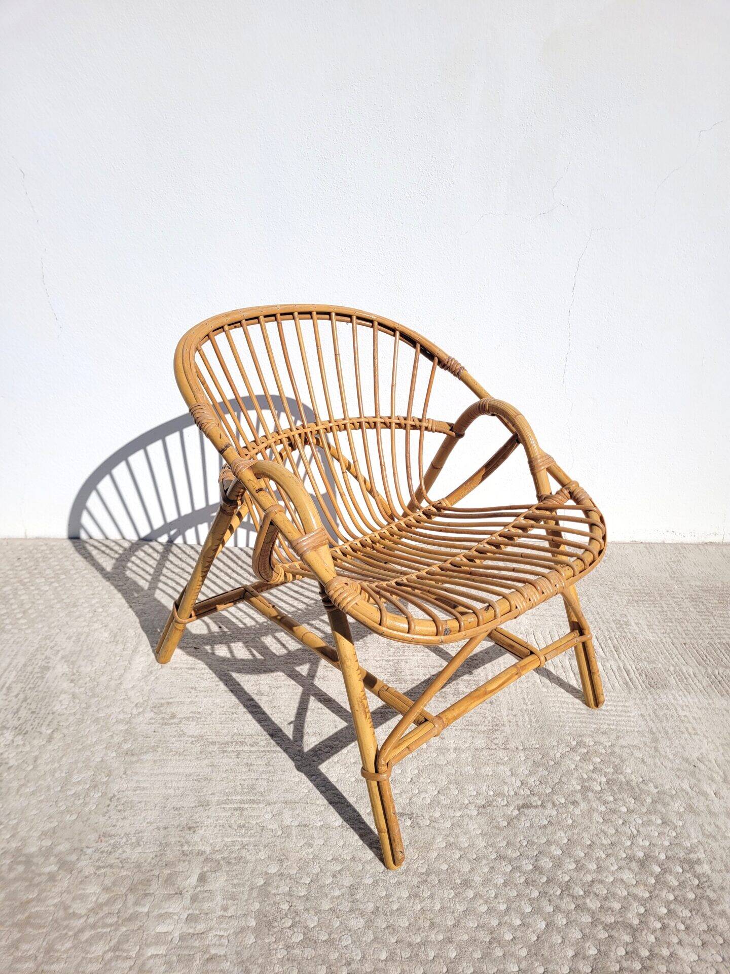 1960s rattan basket chair