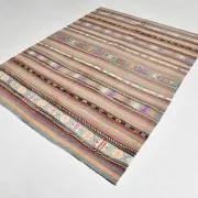 Vintage Turkish Green Kilim Rug, Bohemian Eclectic Home Decor, 176x230Cm