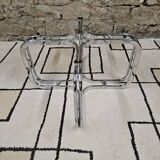 Round chrome coffee table with smoked glass