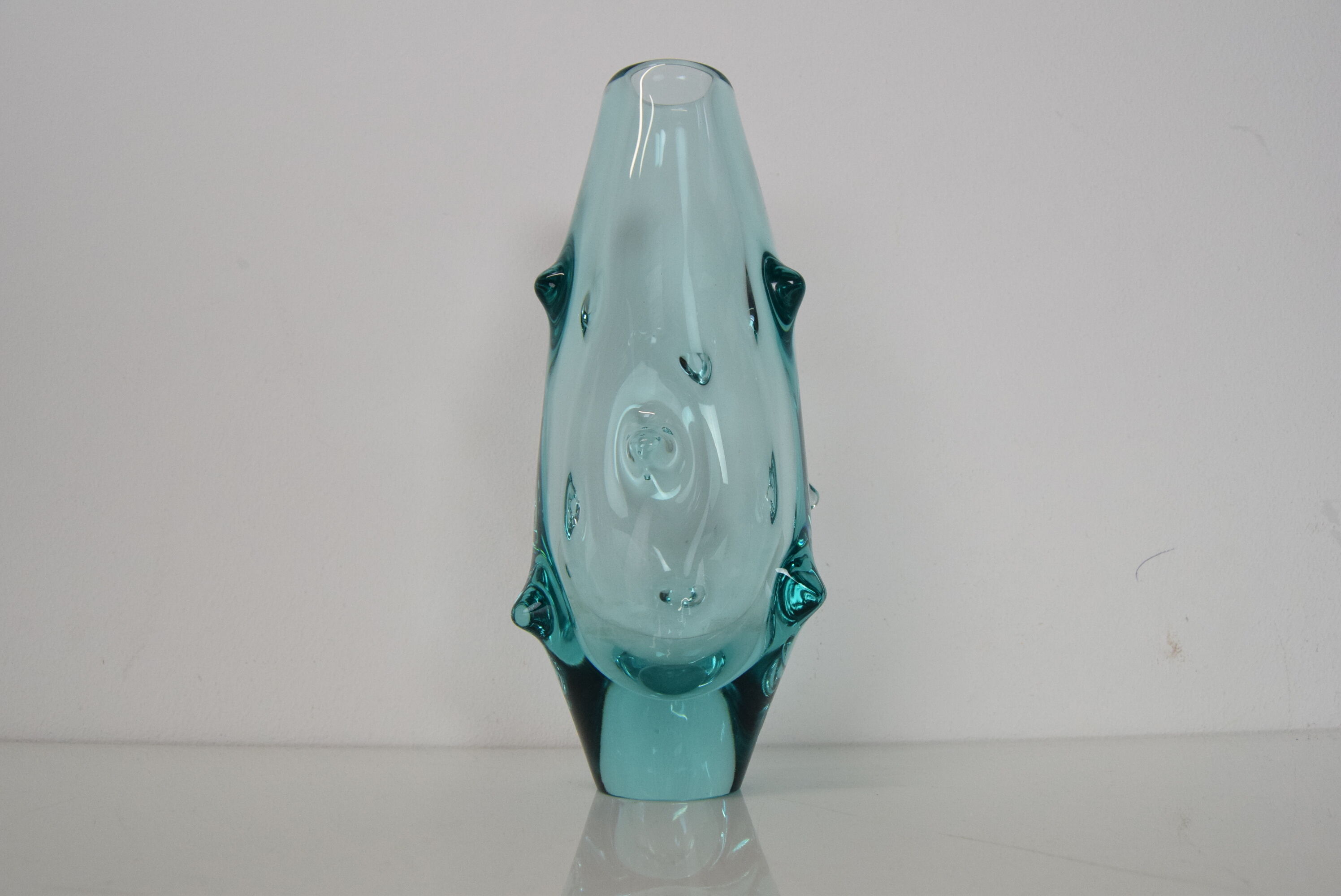 Vintage Glass Vase by Miroslav Klinger for Zelezny Brod Glasswork,1960's.
