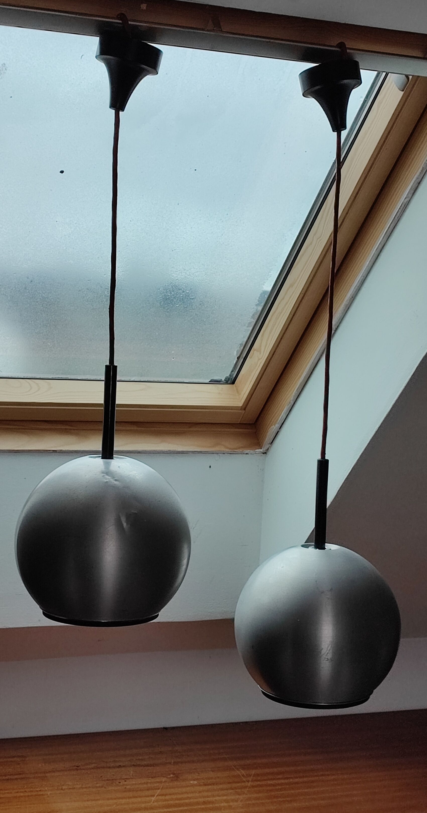 Duo of Erco 1970 aluminum suspensions