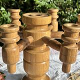 Vintage Scandinavian Candle Holder in Natural Wood, 60s Design - 7 Candles