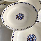 6 soup plates, ironstone from Longchamp, Arlette pattern, 1950s