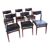 Set of 6 mid-century Scandinavian style teak chairs