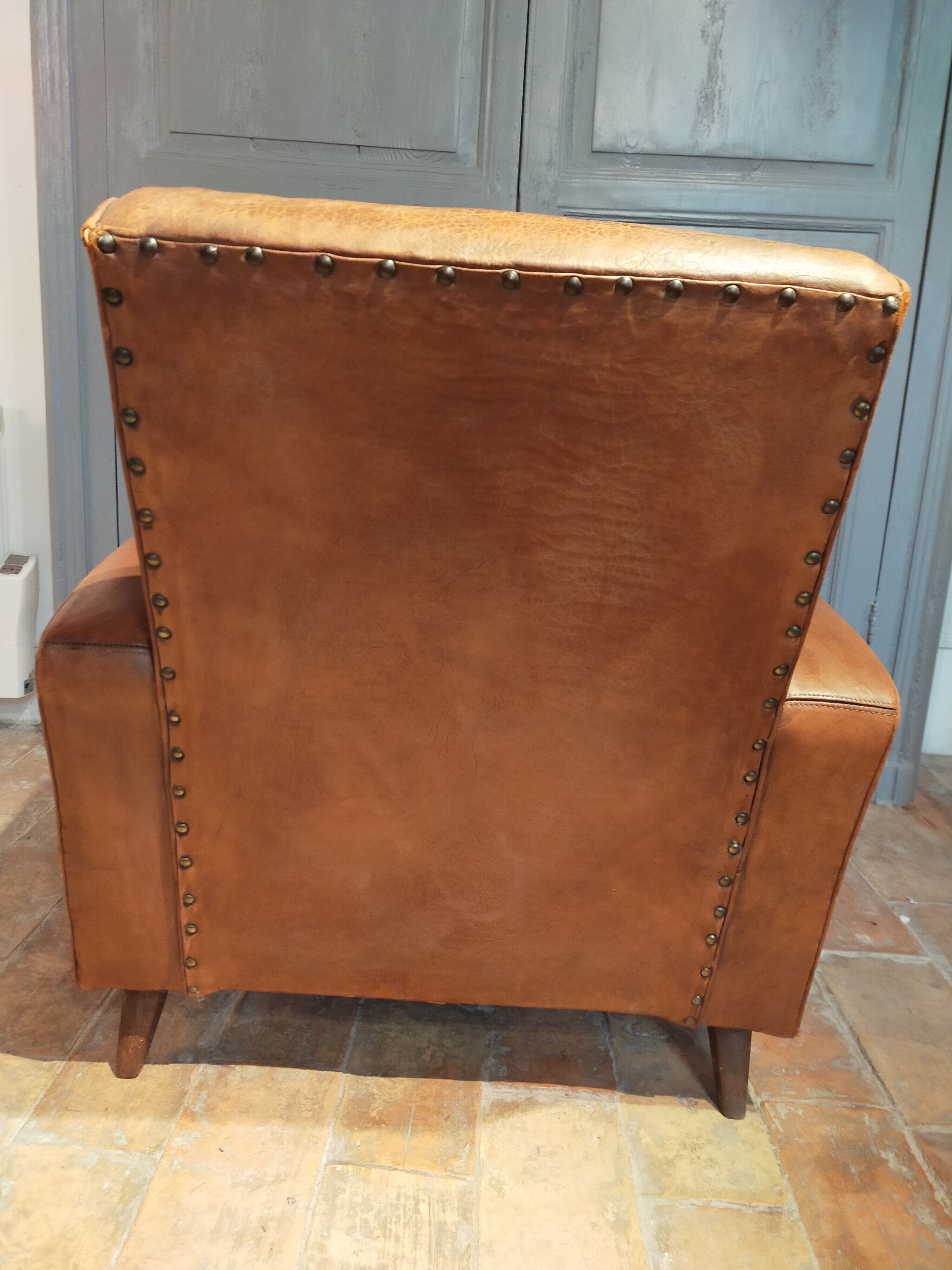 Paire de fauteuils cuir