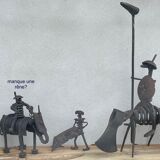 Vintage sculpture in recovered metal, La corrida and its actors