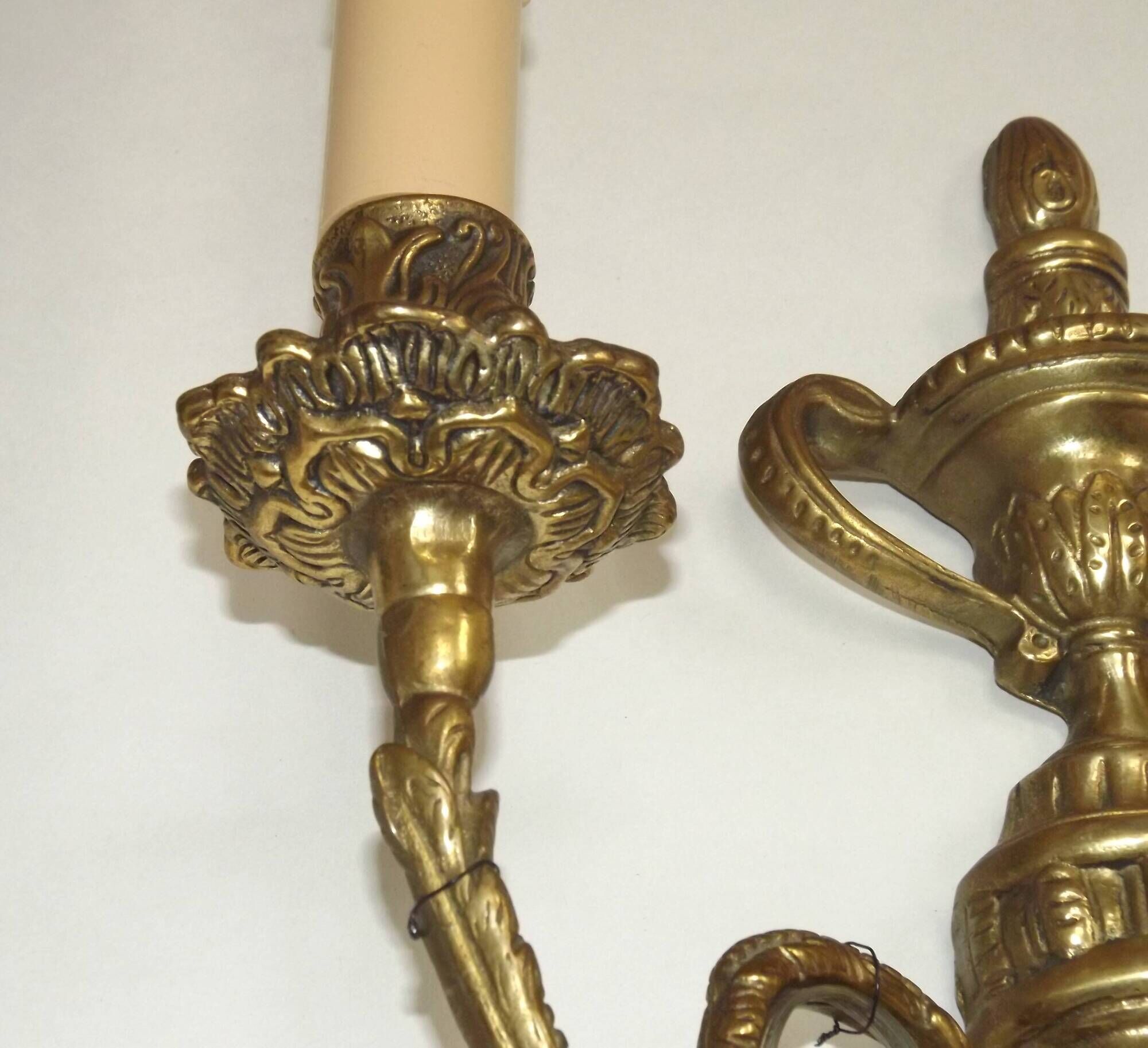 Large Vintage French Empire Style Bronze Double Wall Light With Urn Detail 4887