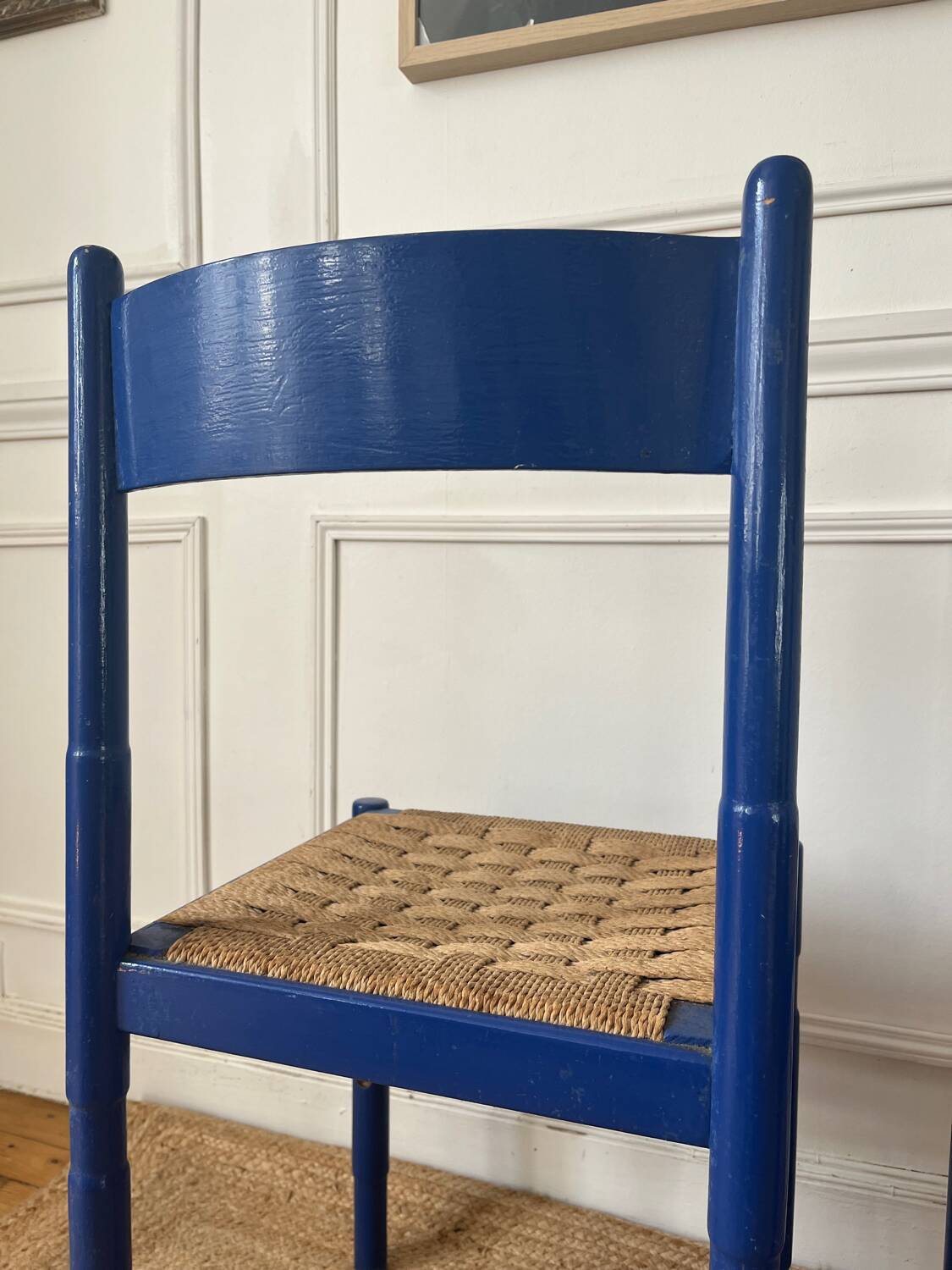 Paire de chaises en bois et corde