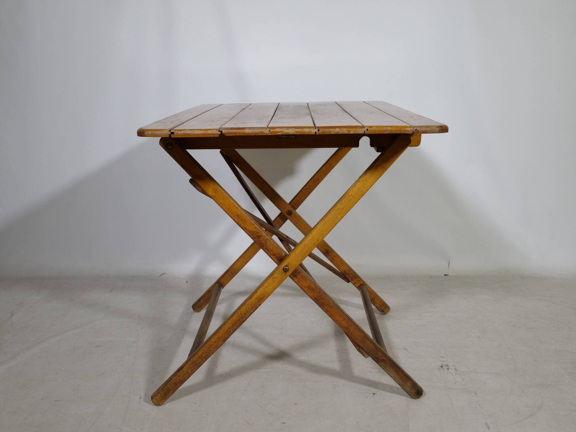 Vintage Solid Wood Folding Garden Furniture Set, Set of 3, 1970s