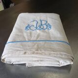 Antique linen sheet with JB embroidery