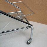 Folding trolley / Vintage bar, glass and chrome 70's