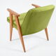 Fauteuil restauré vintage, modèle 366, designer J. Chierowski, velours olive