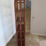 Vintage bookcase-5-level shelf-wood, bamboo and rattan-bentwood style-80s