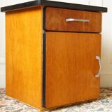 Bedside table in blond wood & Formica 1960