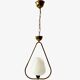Modernist pendant light in white sandblasted glass and brass