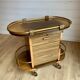 Bar cart / Vintage Art Deco service trolley – Wood and copper