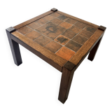 Wooden and ceramic coffee table, Jacques Blin design 1950