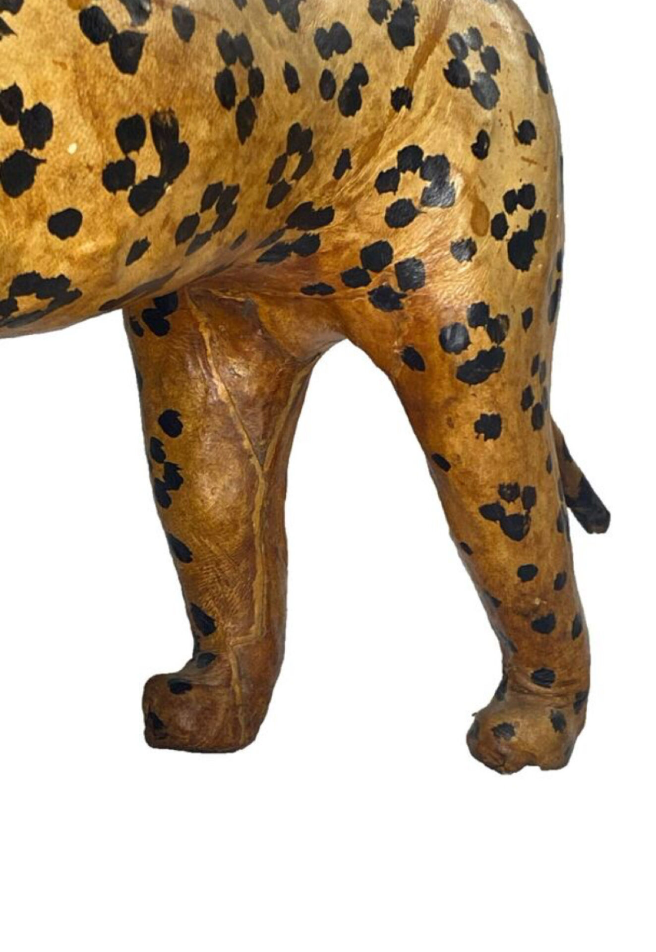 Vintage 60s/70s Leopard Sculpture in Genuine Leather Retro Piece