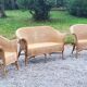 Pair of armchairs and bench in rattan and bamboo from the 60s/70s