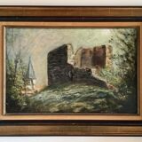 Tableau ancien paysage signé M Cornu des années 1980