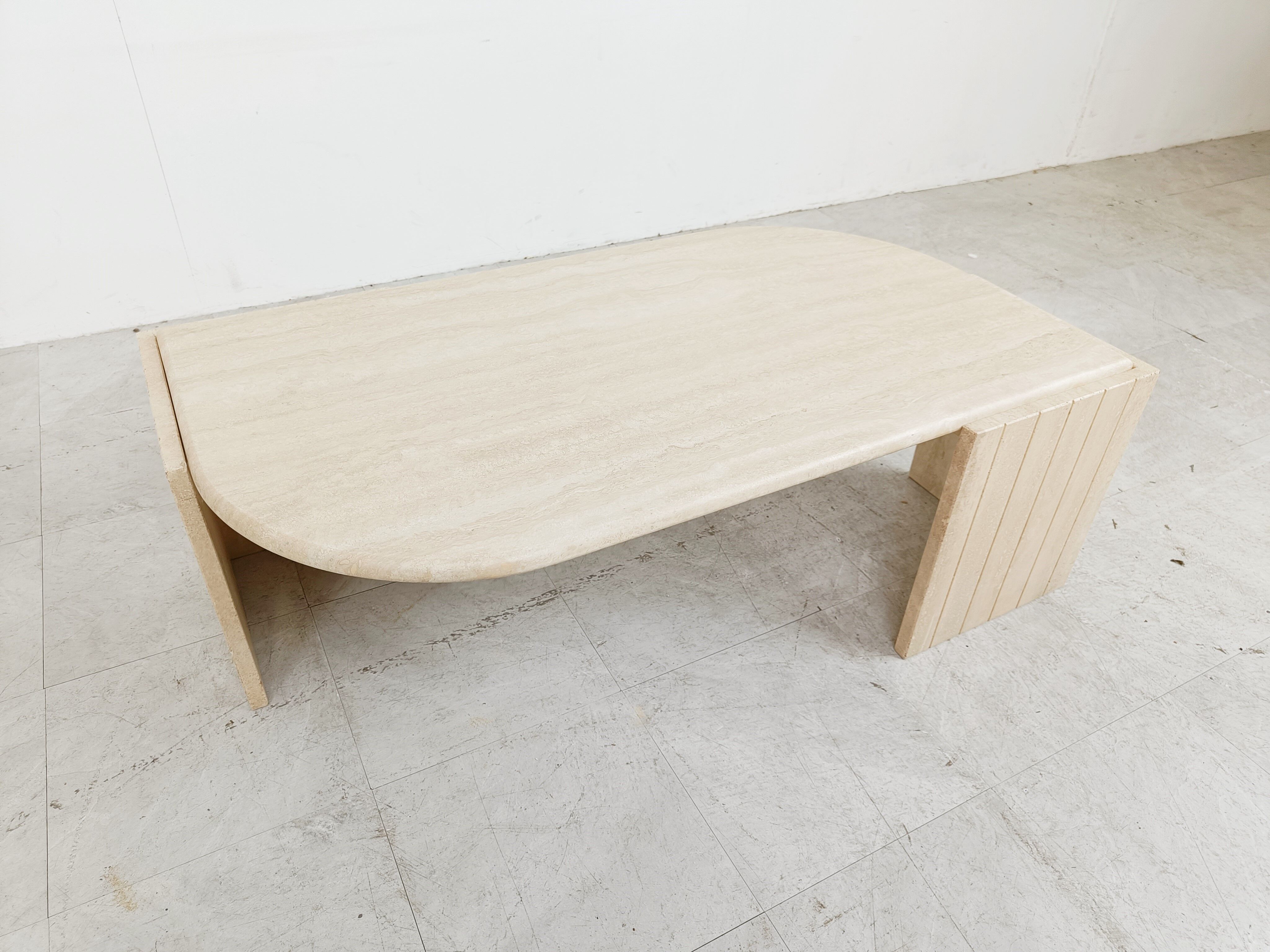 Vintage travertine coffee table, 1970s