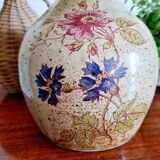 Old sandstone vase painted flowers
