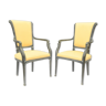 Paire de fauteuils en bois laqué gris