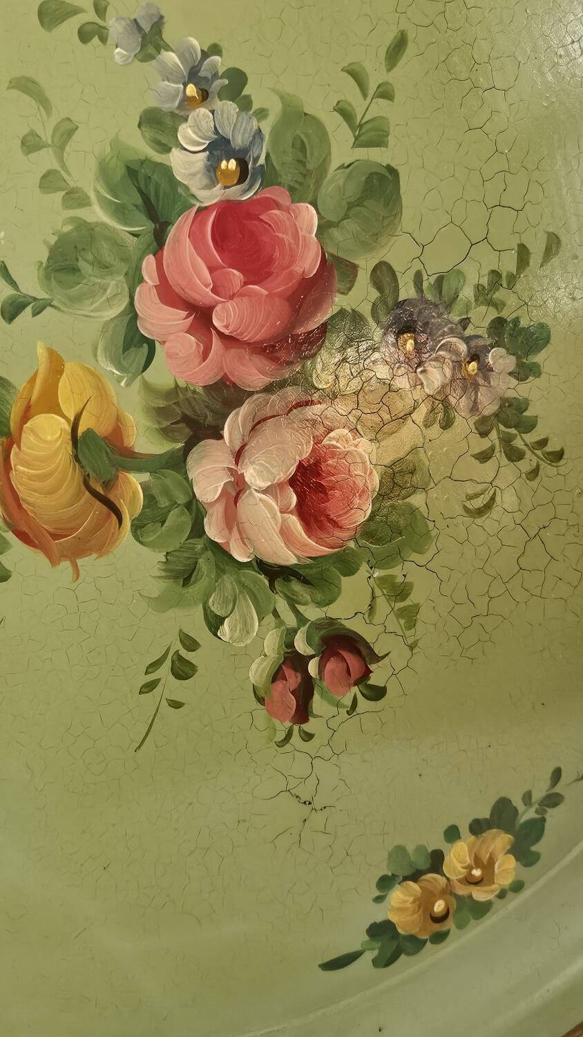 Round painted tin plateau Napoleon III