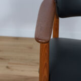 Fauteuil en teck et cuir danois du milieu du siècle, années 1970