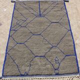 Tapis berbère taupe et bleu majorelle 200x308cm