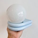 Vintage light blue metal wall lamp with globe