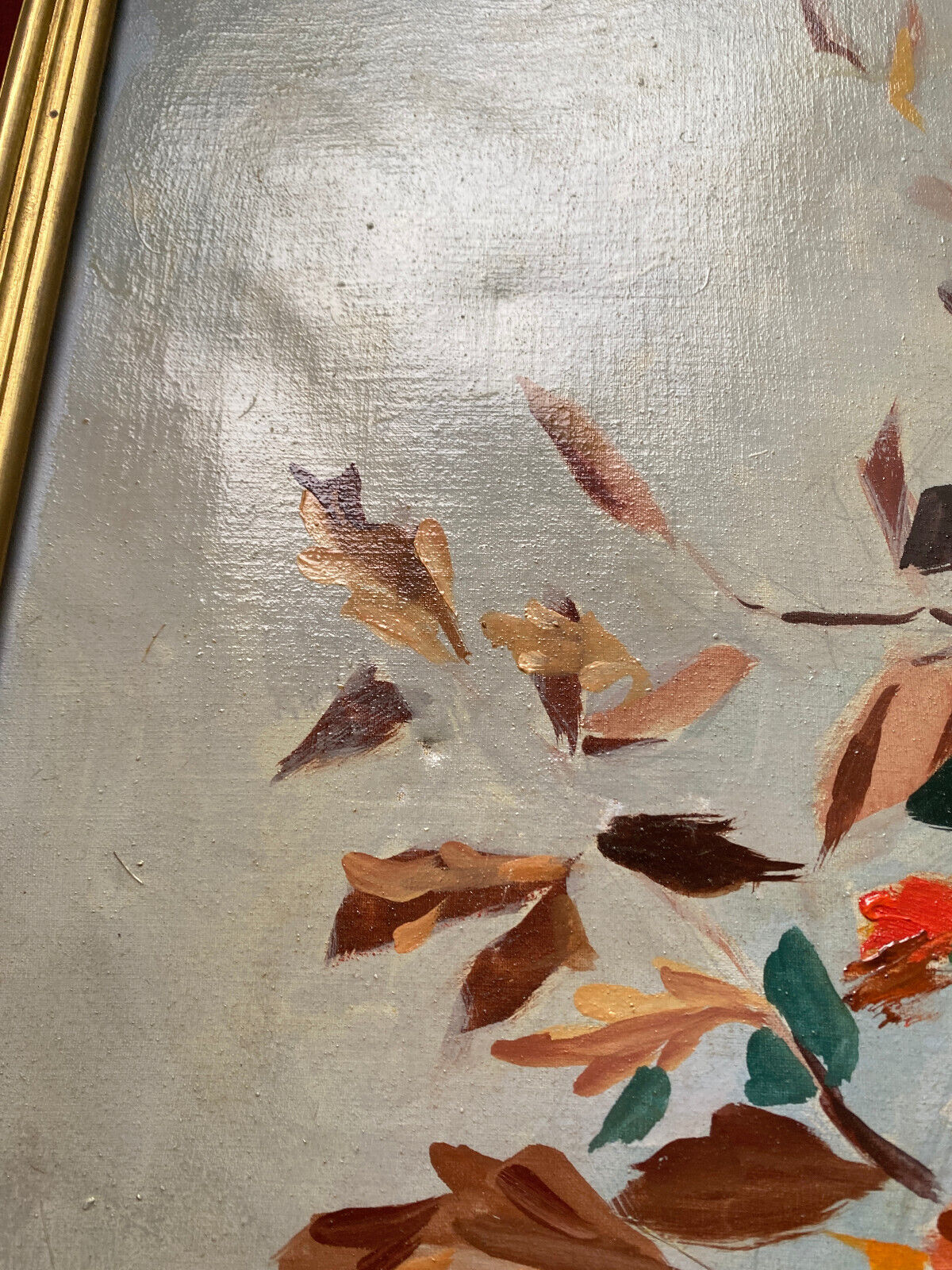 Painting "Flowers in vase" signed M. Saulo, circa 1950 frame