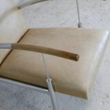 Tubular steel armchair and "cream" leather, France, circa 1970